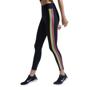 All Access Floyd Black w/ Rainbow Stripes Legging Activewear Pants Womens Small